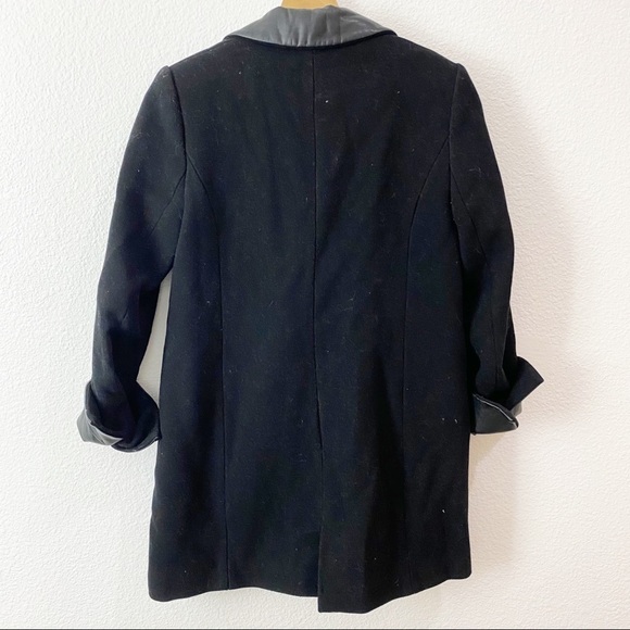 Zara- Wool Blend Faux Leather Trims Coat Size SM - Picture 6 of 9